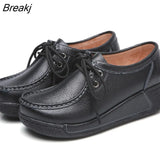 Women Loafers Autumn New Lace Up Platform Casual Shoes Fashion Ladies Non-slip Walking Shoes Female Rocking Shoes Size