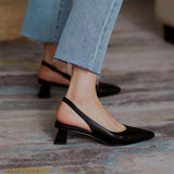 Summer Women Pumps Solid Thick High Heels Female Shoes Hollow Square Head Retro Slip on Heels Women Dress Tacones