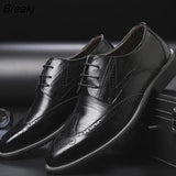 business mens dress shoes genuine leather tan black Italian fashion male shoes