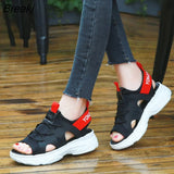 Womens Sport Sandals 2023 Summer New Korean Student Casual Breathable Sandalias Mujer Fashion Platform Peep Toe Beach Flat