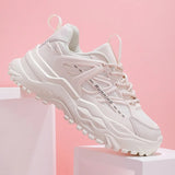 Pink Platform Sports Shoes for Women 2023 Autumn Non Slip Chunky Sneakers Woman Fashion Couple Student Thick Sole Dad