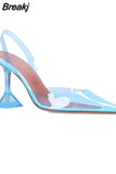 PVC Transparent Shoes For Women Cup Heeled Slingbacks Pointed Toe Women Pumps Jelly Shoes High Heels Party Prom