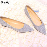 Size 31-44 Fashion Classics Silver Bling Glitter Flats Women Casual Pointed Toe Flat Loafers New Party Dress Sequin
