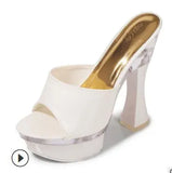 Women Slippers Sexy Super High Heel 14CM Waterproof Table Slippers Female Shoes Sandals Wedding Banquet Nightclub