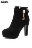 Large Size 32-43 Platform Bow Women Shoes Woman Fashion High Heels Winter Ankle Boots female Footwear Black Blue