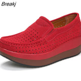 Fashion Leather Soft Bottom Tassel Women's Single Shoes Spring and Summer Thick Bottom Wedge Heel Women Hollow Light