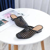 Women's Sandals Beach Shoes Slippers Hollow Out Mid Heels Korea Style Footwear Antiskid Platform Shoes Zapatos De
