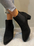 Autumn Winter Women Boots Pointed Toe Slip on Female Ankle Booties Fashion Simple Low Heel Short Chelsea Boots Botas