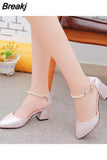 Spring And Summer Women Shoes Shallow Baotou Sandals Rough with 6 Cm High Heels Sandalias Femeninas Wedding Shoes
