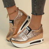 Leather Wedge Loafers Shoes for Women 2024 New Height Increasing Platform Sneakers Woman Lightweight Slip On Casual