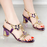 New Diamond Sandals In The Summer Of 2024 Wear Fairy High Heels, Thick Heels, Summer Fashion Non-Skid Crystal