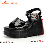 Design 2023 New Summer Platform Wedges Sandals For Women Gothic Punk Buckle Comfy Fashion Sandals Woman Shoes Big Size