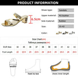 Gold Silver Women's Sandals Summer 2023 Crystal High Heels Party Shoes Woman Comfortable Thick Heel Slides Sandalias