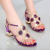 New Sandals Women's Summer Water Drill Shoes Fish Mouth Diamond-Encrusted Fashion Thick-Heeled
