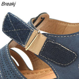 Summer Leather Vintage Sandals Buckle Casual Sewing Women Shoes Female Ladies Platform Retro Sandalias Plus