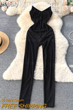 Fashion Women's Jumpsuit Sexy Spaghetti Strap V-neck Sleeveless Backless Slim Bodycon Long Rompers Casual