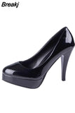 Heels Wedding Shoes Woman Sexy Thin High Heels 16cm Pumps Women Patent Leather Ladies Shoes Plus Size Talon