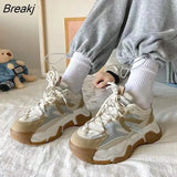 New Spring Women Casual Sneakers Woman Fashion Platform Flats Lace Up Outdoor Walking Shoes Black Zapatillas