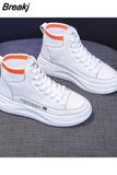 Women Sneakers High Top Fashion 2023 Breathable White Sport Shoes Platform Chunky Sneakers Leather Tennis Female