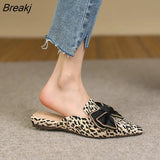 Fashion Ladies Women Party Shoes Flat Summer Slippers Pointed toe Rivets Leopard Shoes Slip-on Brand Woman Shoes