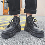Winter New Platform Mid-Top Boots Men Autumn British Trend Ankle Boots Hight-Top Korean Casual Men's Shoes Motorcycle