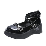 shoes platform emo shoes on heels women loli thick heel cross bandage women shoes kawaii cosplay Mary Janes gothic