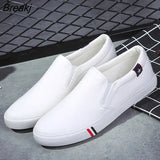 Men Casual Shoes Canvas Luxury 2021 Mens Loafers Breathable Slip on FlatsMale Vulcanized Shoes White Driving Shoes Plus Size