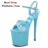 Dance Shoes Women Sexy Show Sandals 15 17 20CM High Heels Bright Color Platform Sandals Girls Shoe for Party Club