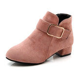 Ankle Boots Winter Shoes For Women Flat Heel Zipper Boots-Women Round Toe Low 2024 Rubber Over-the-Knee Ladies Autumn PU