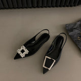 Breakj Flat Black Stumbling Bag Head Sandals Women 2025 New Spring And Summer Sharp Drill Temperament Single