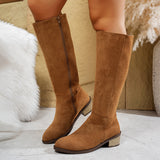Breakj And Small Man Showing Thin Velvet Over The Knee Boots Female Side Zipper High Heel Long Barrel Fashion Boots
