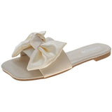 Style One-Word Flip-Flops 2024 New Women Wear Flat-Bottomed Sandals In Summer Fashion Bows And Semi-Slippers