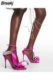 Thin High Women Sandals Fashion Summer 2023 Rivets Tassel Belt Buckle Genuine Leather Sandals High Quality Party