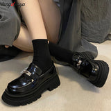 Style Woman High Heels Pumps Chaussure Femme Patent Leather College Shoes Lolita Cosplay Platform Chunky Sole