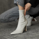 New High-Heeled Boots Korean Version Of Online Celebrities Thin Boots Tipped OL Commuter And Ankle Short Women's