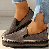 Flat Sequined Sneakers Casual Women's Mesh Lace-up Fine Diamond Sequins Thick-soled Comfortable Vulcanized