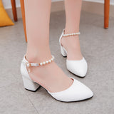 Spring And Summer Women Shoes Shallow Baotou Sandals Rough with 6 Cm High Heels Sandalias Femeninas Wedding Shoes