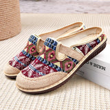 Fashion Women's Shoes Bohemia Style Embroidered Linen Breathable Outdoor Casual Slippers Shoes for Women Zapatos De