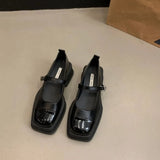 Jane Shoes 2023 Spring Square Toe Sandals Women Shallow Single Pumps Women Fashion Thick Sole