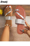 Women's Slippers Summer Ladies Crystal Bling Flip Flops Flats Female Beach Shoes Outdoor Light Casual Slides Fashion 2023