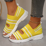 Knitted Platform Sandals for Women Summer 2024 Roman Peep Toe Flat Sandals Woman Plus Size Breathable Mesh Walking