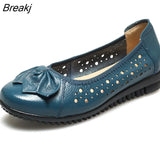 Summer Genuine Leather Shoes Women Butterfly-knot Loafers Women Flats Ballet Autumn Casual Flat Shoes Woman