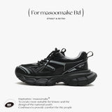 Summer Sneakers New Korean Mesh Breathable Platform Dad Shoes Women's Student Casual Thick Sole Silver Sport Running
