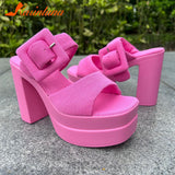 New FashionDouble Bottom Platform Sandals Chunky High Heeled Ankle Buckle Strap Women Sandals Comfort Walking Shoes
