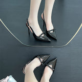 Breakj Sandals Women 2025 New Patent Leather And Professional Work High Heels With Back Empty Single