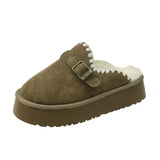 Boots With Fur Women's Rubber Shoes Rain Flat Heel Australia Plush Lolita Snow Leather Med Ladies Basic Ethnic Slipper