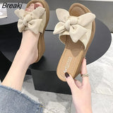 New Summer 7cm Platform Wedge Slippers Women Shoes Butterfly-knot Clog Fabric Bow Mules Flip Flop Light