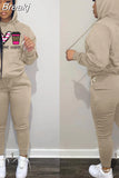 Two Piece Set Women Hooded Sweatsuits Fashion Pink Letter Leopard Print Tracksuit Casual Female Outfits Streetwear