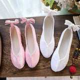 Breakj Shoes Round Head Woven Brocade Pure Color Jacquard Flat Shoes Spring And Summer Style Retro Ancient Style Cloth
