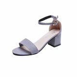 Women Sandals Suede Ankle Buckle High Heels Fashion Simplicity Roman Shoes for Women Mid Heel Comfort Pumps Open Toe